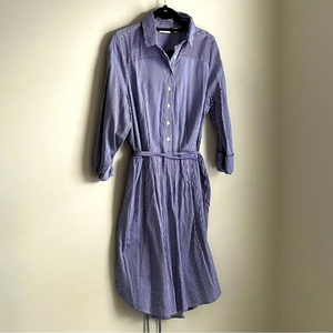 New York & Company‎ Blue/White Striped Button Collared Dress